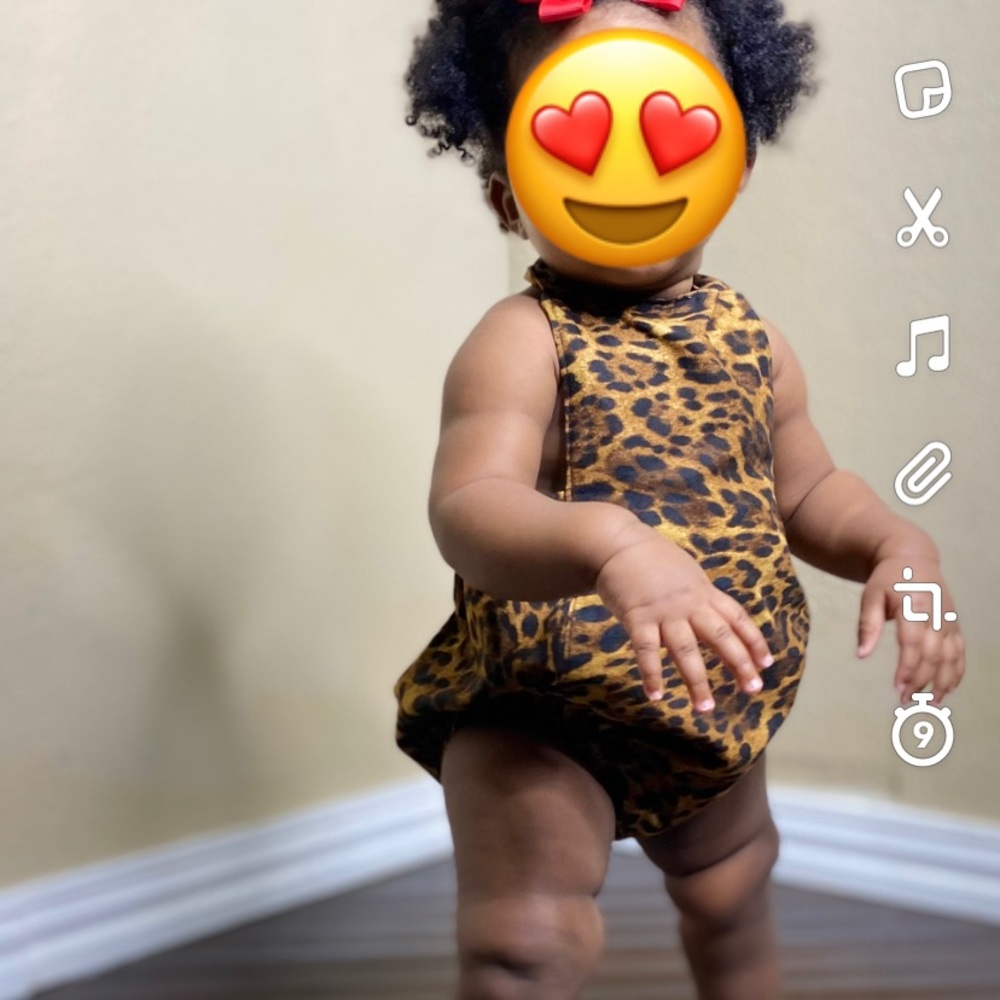 Leopard baby girl romper